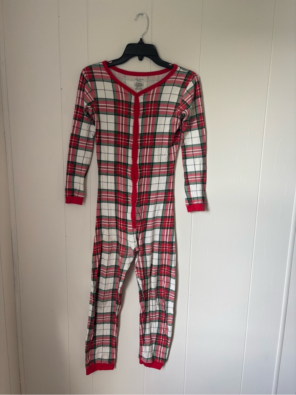 Carter's Red and White Plaid One-Piece Footie Pajamas